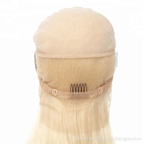 Honey Blond 613 Cuticle Aligned Mink Brazilian Human Hair Glueless Transparent HD Straight Full Lace Wig with Baby Hair